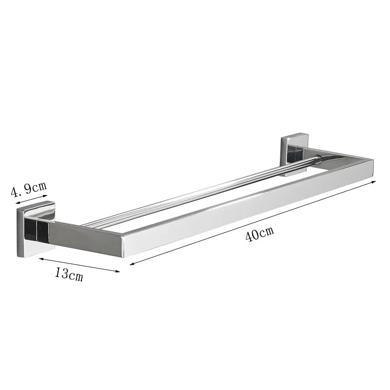 Afralia™ Chrome Towel Rack Bar40cm: Wall Mounted Bathroom Cloth Holder, SUS304 Toilet Hardware
