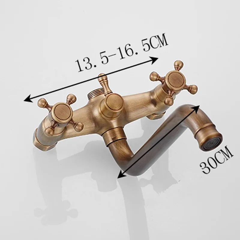 Afralia™ Brass Bathtub Shower Set Wall Mounted - Hot and Cold Mixer Taps