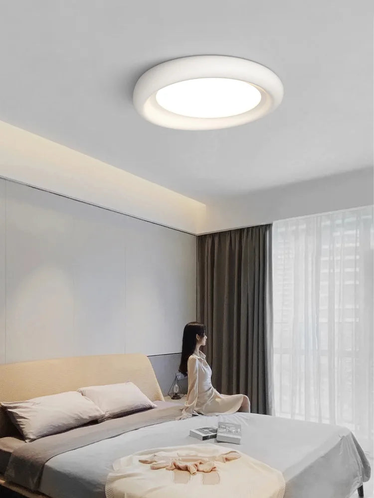 Afralia™ Cream LED Ceiling Lamp for Girl's Room - Modern Minimalist Master Bedroom Lighting