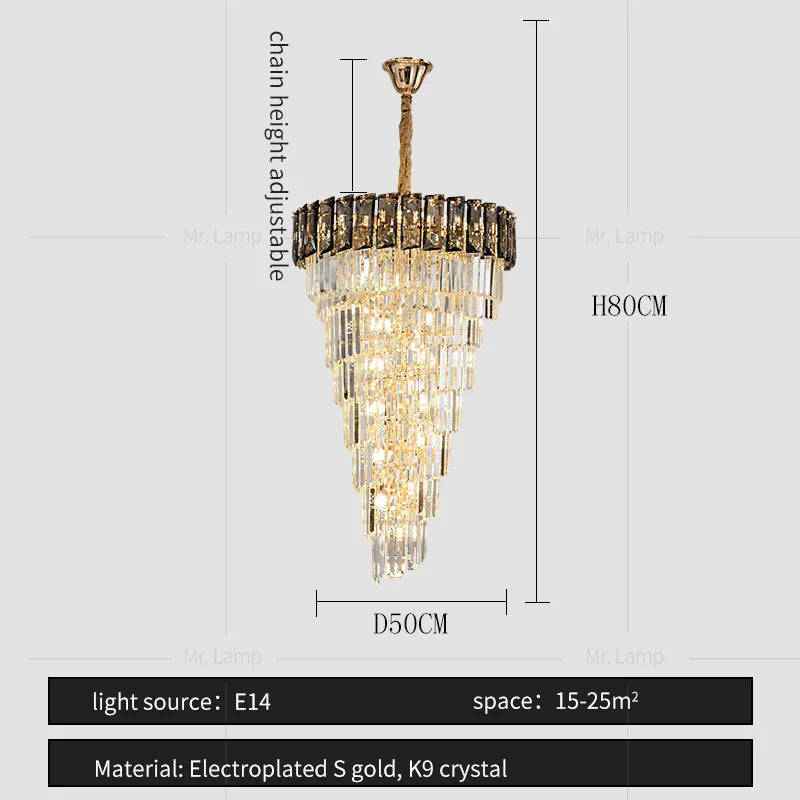Afralia™ Amber Crystal Chandelier for Living Room in French Light Luxury Style