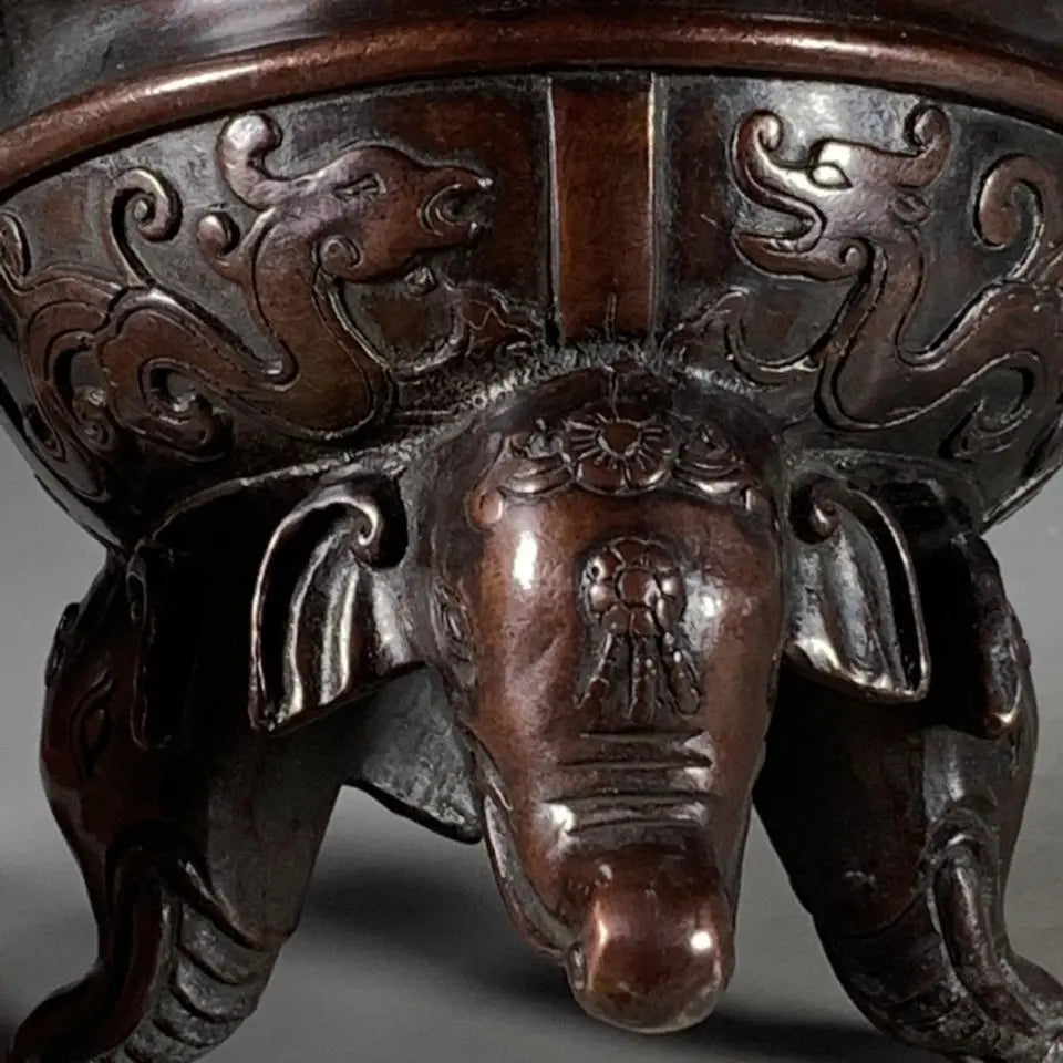 Afralia™ Purple Copper Elephant Foot Incense Burner - Antique Artifacts Collection