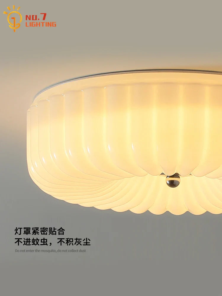Afralia™ Cream Glass Wind Ceiling Light Vintage Design Medieval Hanging Lamp