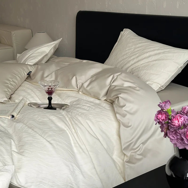 Afralia™ Luxury Jacquard Cotton Duvet Set for Single Bed - Autumn/Winter Brushed Bedclothes