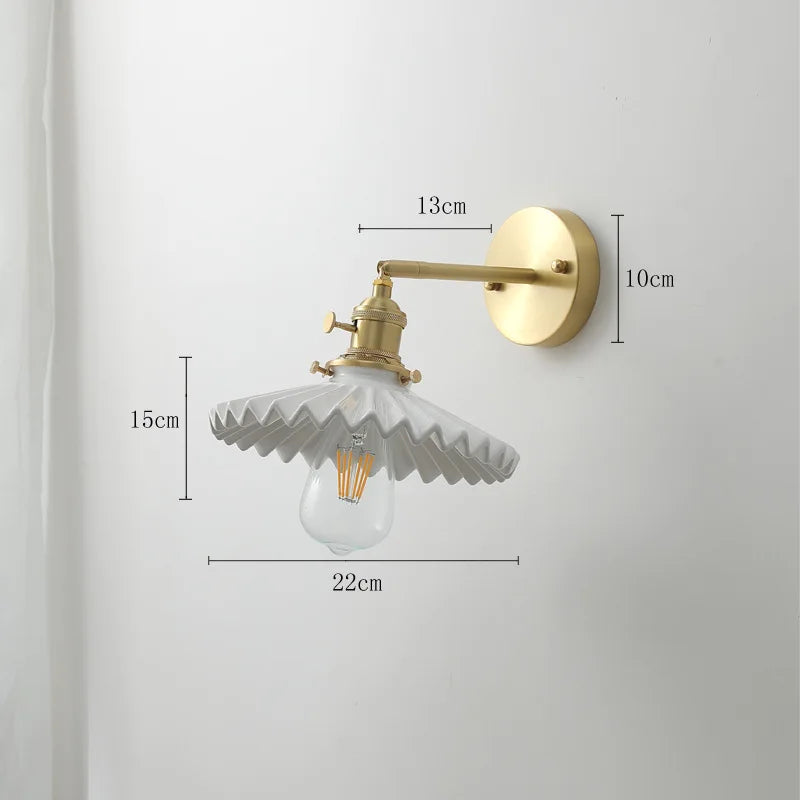 Afralia™ Ceramic LED Wall Lamp Pull Chain Bedroom Bathroom Mirror Light