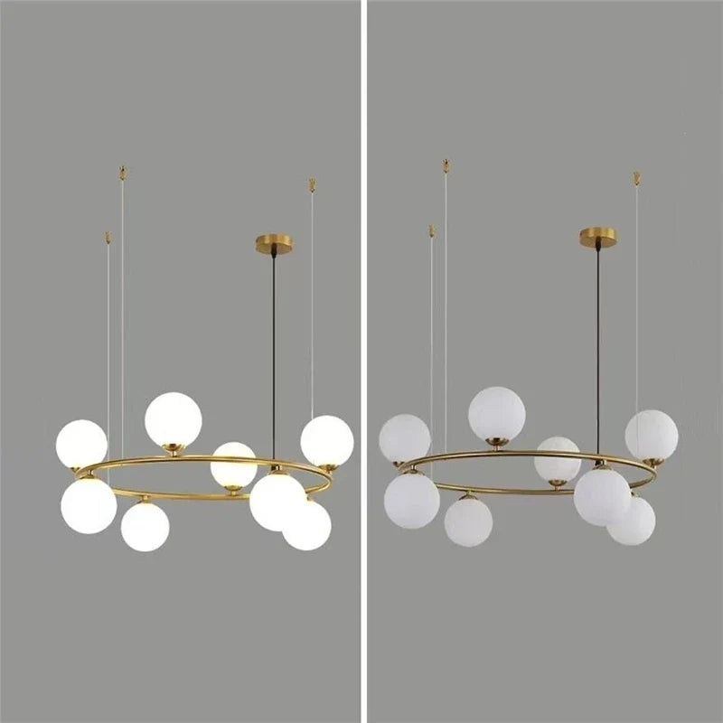 Afralia™ Glass Ball Pendant Chandelier, Adjustable Height, Modern Nordic Design