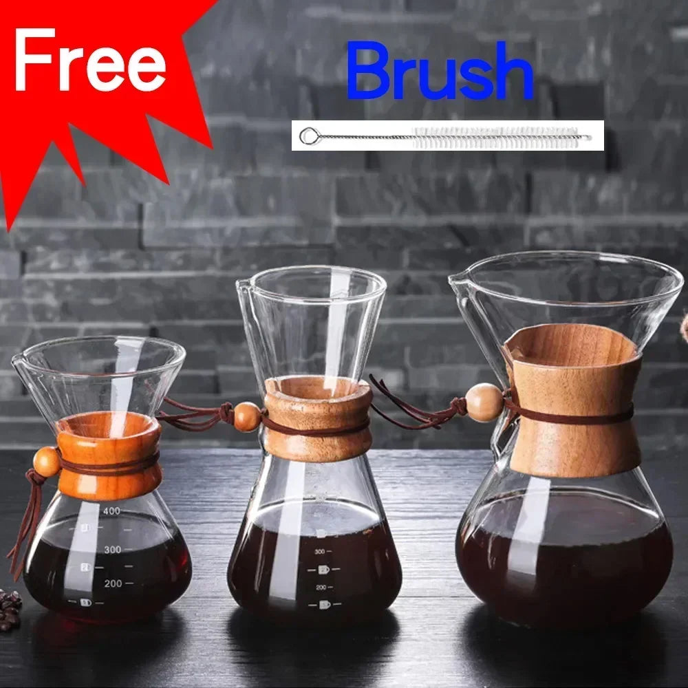 Afralia™ Glass Coffee Kettle with Steel Filter Drip Brewer for Barista Pour Over