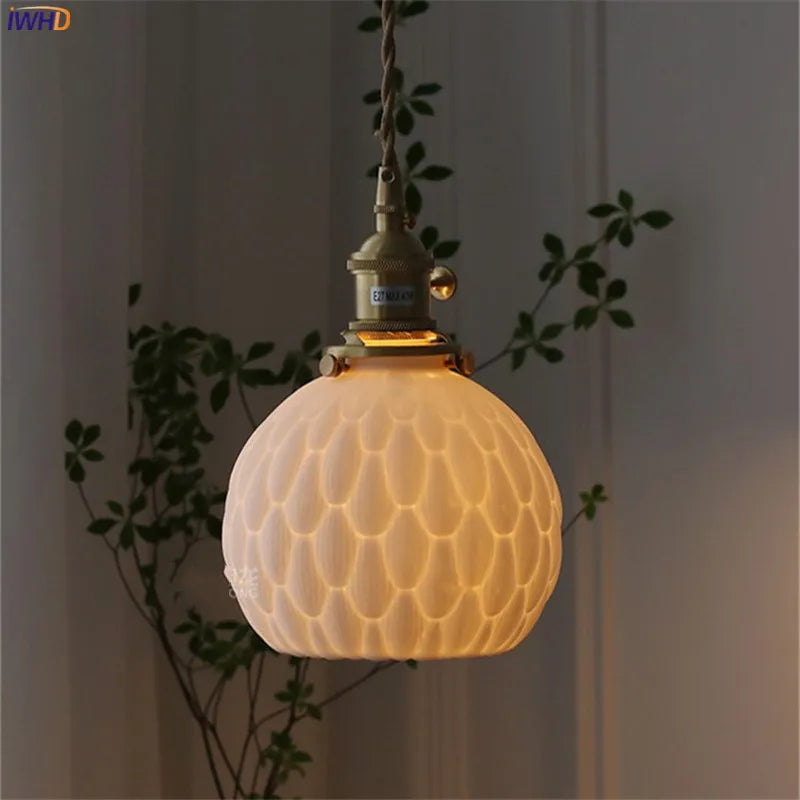 Afralia™ Ceramic LED Pendant Lights | Copper Modern Hanglamp for Home Indoor Lighting