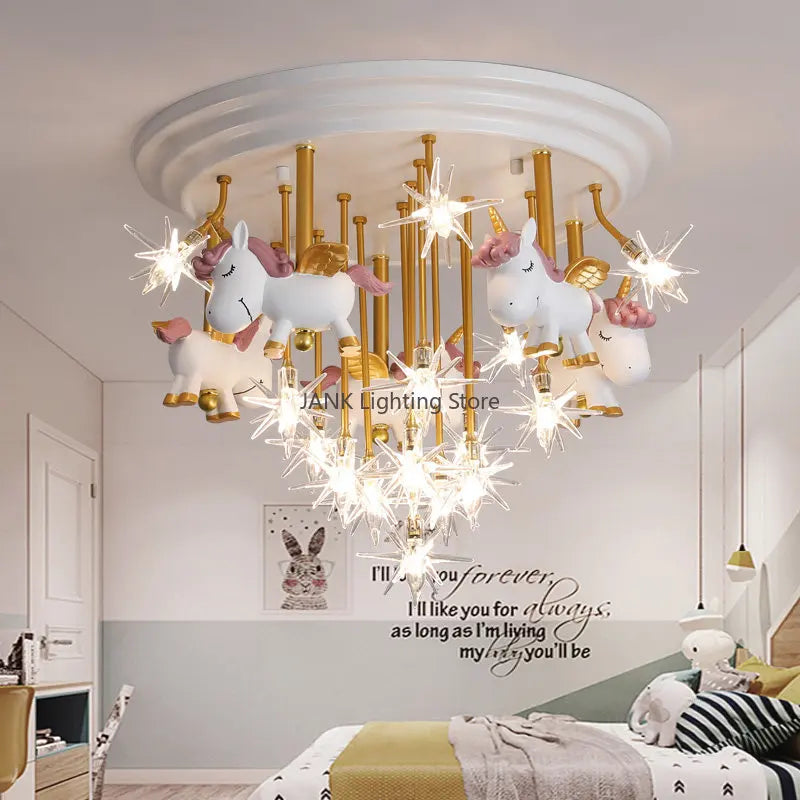 Afralia™ Pegasus Soldier Kids Ceiling Lamp LED Eye-Care Bedroom Decor