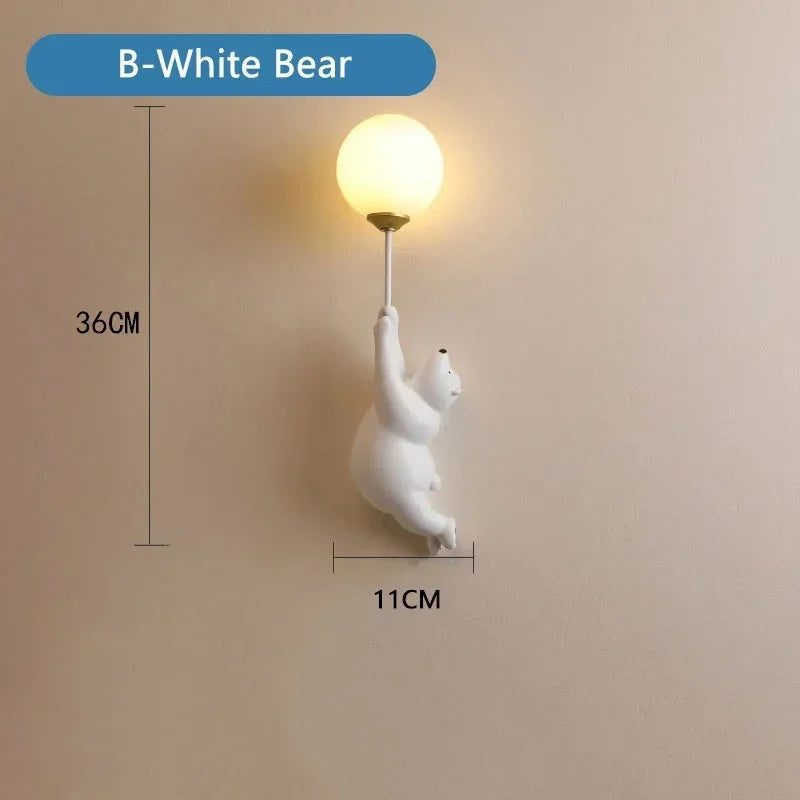 Afralia™ Bear Moon Wall Lamp: Modern Cartoon Light for Kids' Bedroom Décor