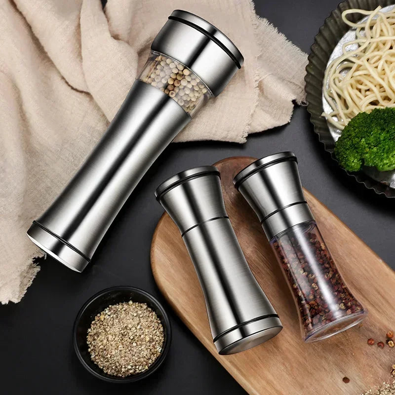 Afralia™ Stainless Steel Spice Mill Shakers with Condiment Container