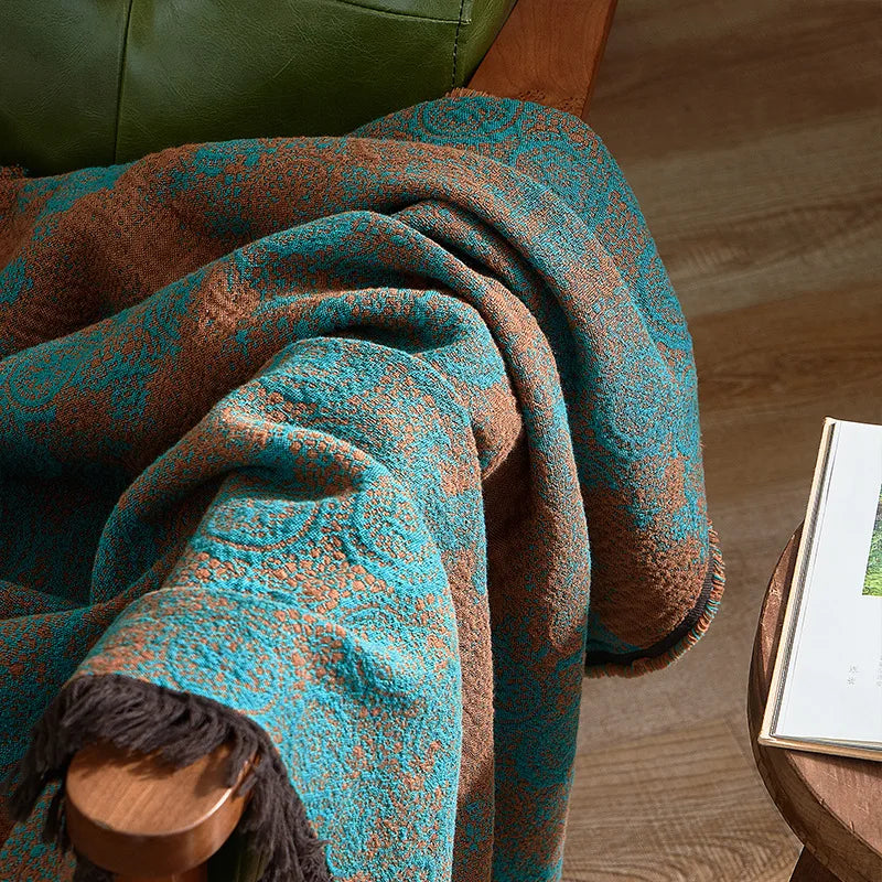 Afralia™ Luxury 100% Cotton Sofa Cover Blanket for Travel & Home - 140X190Cm