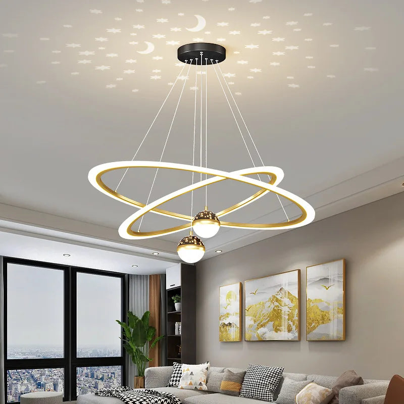 Afralia™ Modern Nordic Indoor LED Starry Sky Ceiling Chandelier