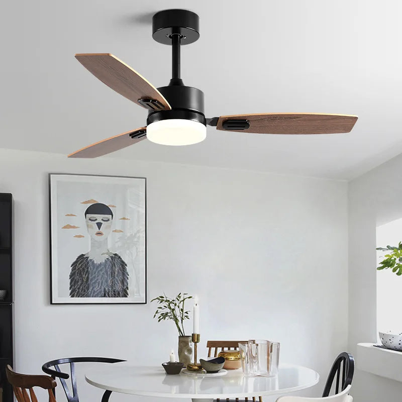 Afralia™ 52" Wood Blade Ceiling Fan with 18W LED Light and Remote Control