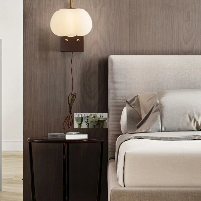 Afralia™ Walnut Wood LED Wall Lamp Home Decor Nordic Vanity Light Fixture