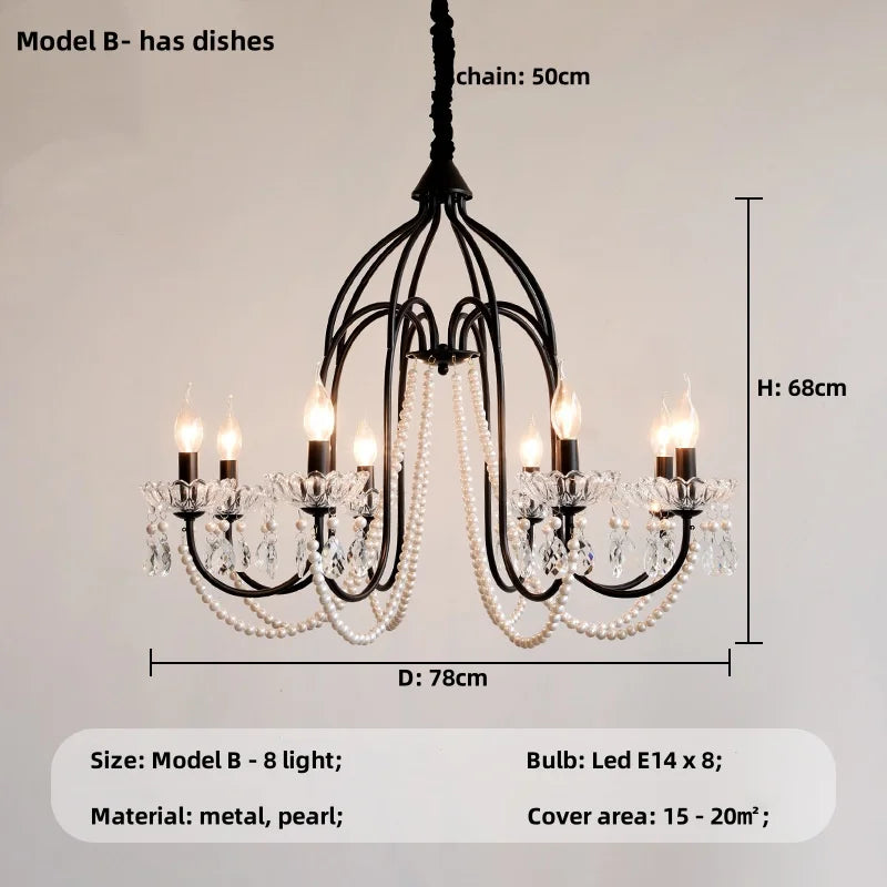 Afralia™ Black E14 Candle Chandelier: French Living Room Pendant Lighting for Home Decor