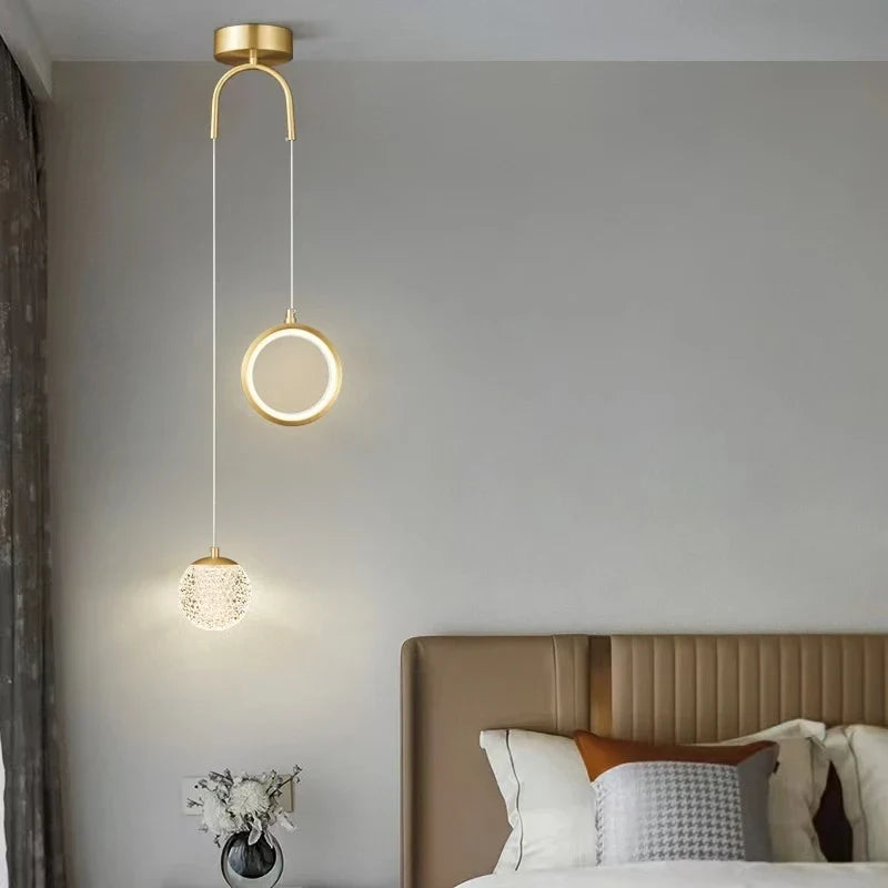 Afralia™ Glass Starry LED Pendant Lights for Nordic Bedroom Chandelier