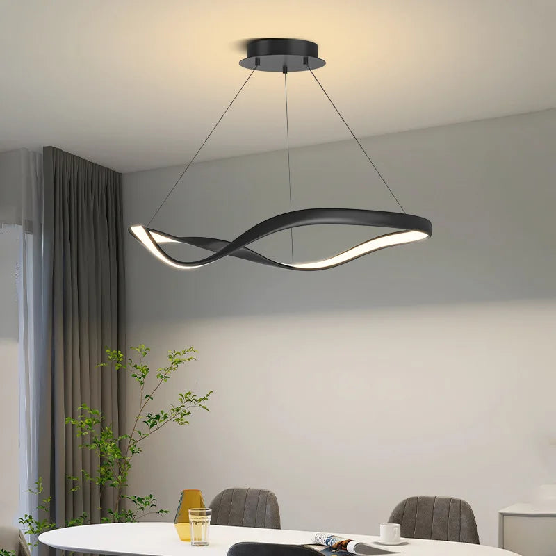 Afralia™ Modern LED Chandelier: Black, White, Gold, Aluminium, Adjustable Ring for Home Décor.
