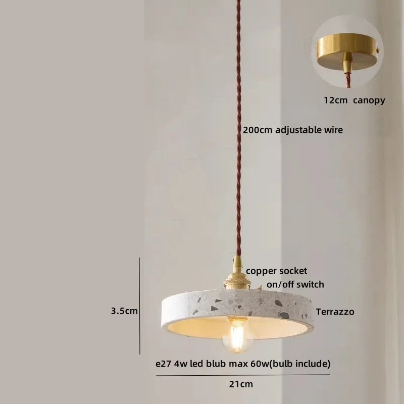 Afralia™ Terrazzo Stone Glass Ball LED Pendant Light Fixture - Nordic Modern Design