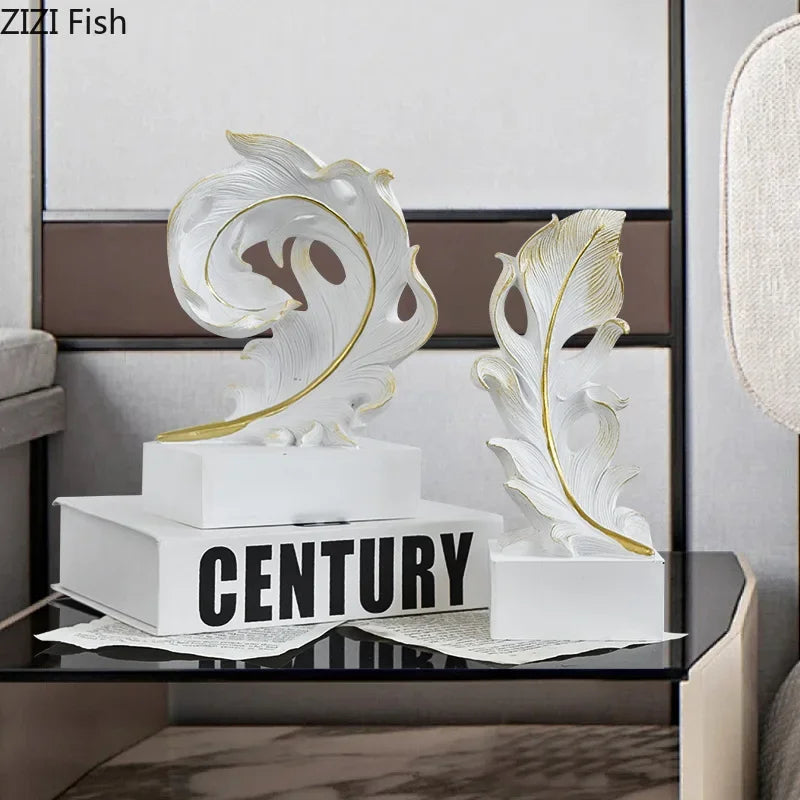 Afralia™ Phoenix Feather Resin Sculpture Desk Ornament for Aesthetic Room Decor