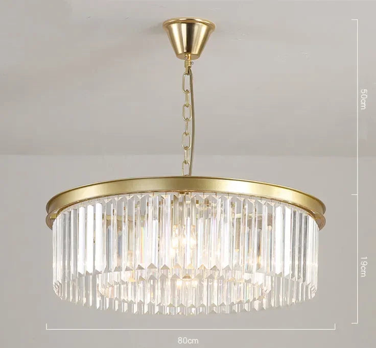 Afralia™ Metal Crystal Pendant Light Chandelier for Living Room, LED Hanging Lamp