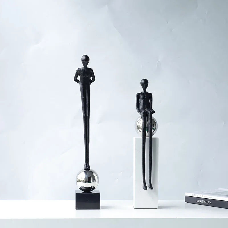 Afralia™ Abstract Thinker Metal Figurine Portrait Sculpture Home Decoration