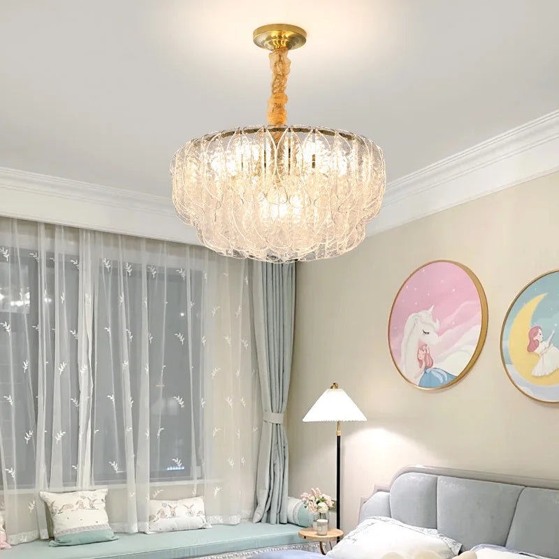 French Shell Crystal Chandelier by Afralia™ - Modern Elegant Lighting for Living Room, Bedroom, and Dining Room