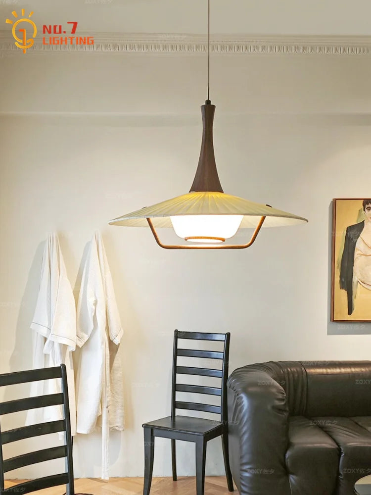Afralia™ Walnut Flying Saucer LED Pendant Lights for Kitchen Island & Living Room