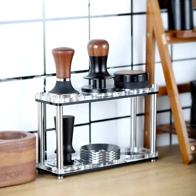 Afralia™ Acrylic Coffee Bar Utensil Rack & Powder Press Set