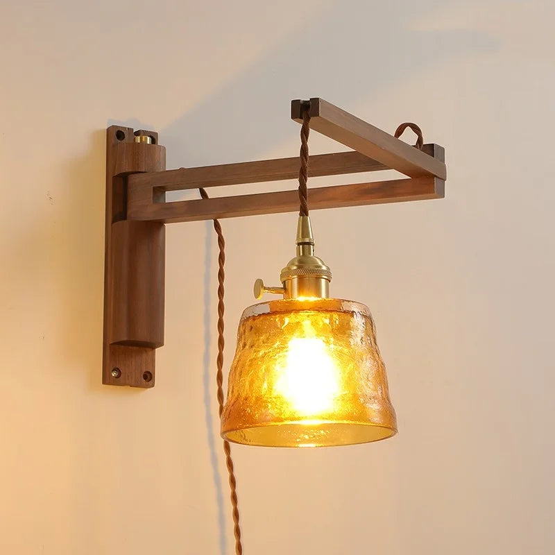 Afralia™ Wood Copper LED Wall Lamps Modern Bathroom Mirror Light Fixtures