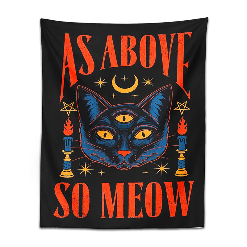 Afralia™ Cat Tarot Tapestry Wall Hanging Moon Star Room Decoration