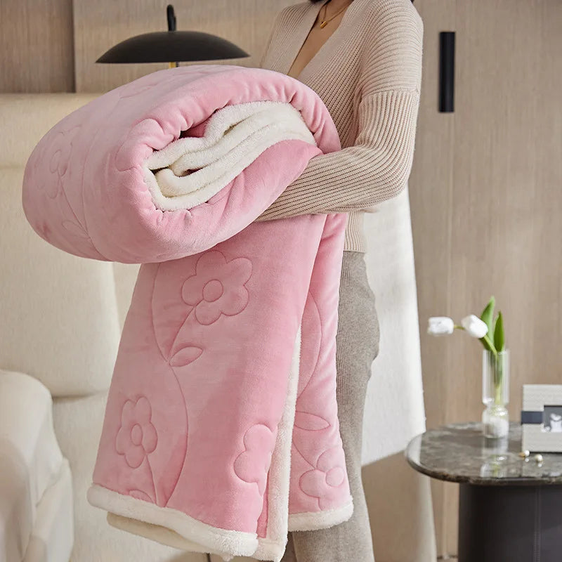 Afralia™ Cozy Three-Layer Lamb Wool Sofa Blanket for Autumn & Winter Decor