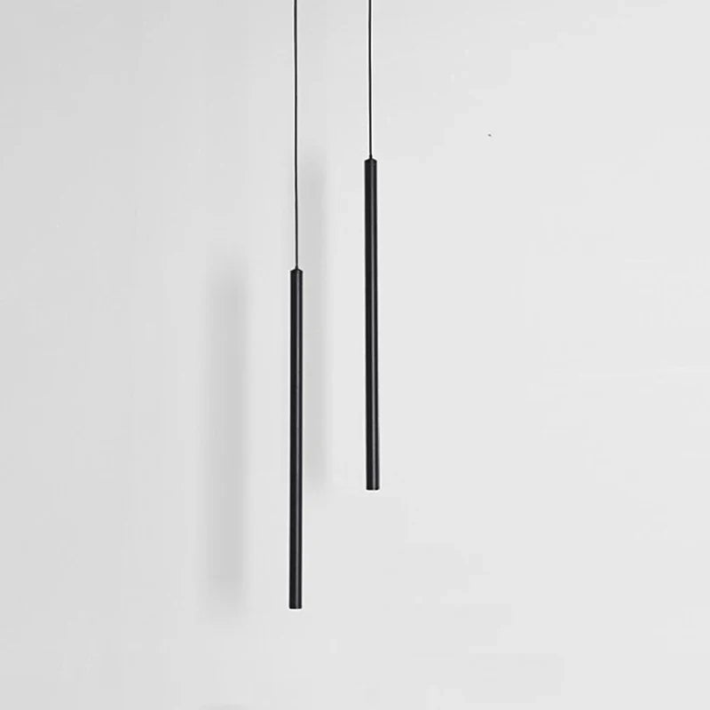 Afralia™ Black Slim 50cm 60cm LED Pendant Lamp for Restaurant Bar, Nordic Minimalist Style