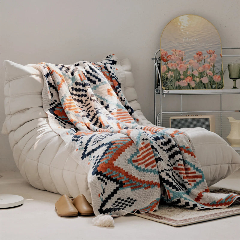 Afralia™ Boho Geometric Summer Blanket - Thin & Breathable Quilt for Children and Adults