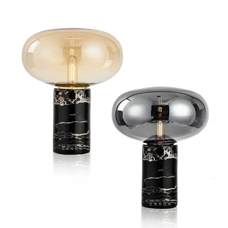 Afralia™ Glass Ball Marble Desk Lamp - Postmodern Minimalist Designer Bedroom Living Room Decoration