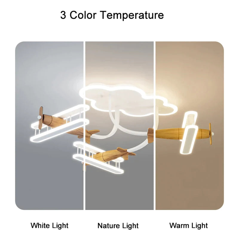 Afralia™ Wooden Plane Pendant Light for Children's Bedroom Ceiling Decor