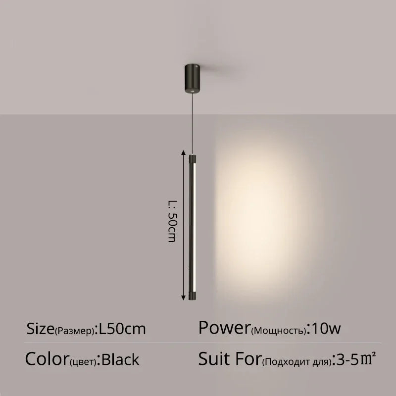 Afralia™ Black Nordic LED Tube Pendant Light for Bedroom Restaurant Kitchen Dining Room