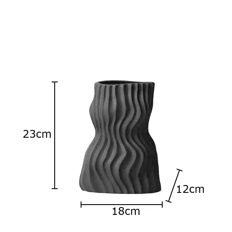 Afralia™ Modern Resin Wavy Stripes Vase for Desk Decoration and Floral Arrangement