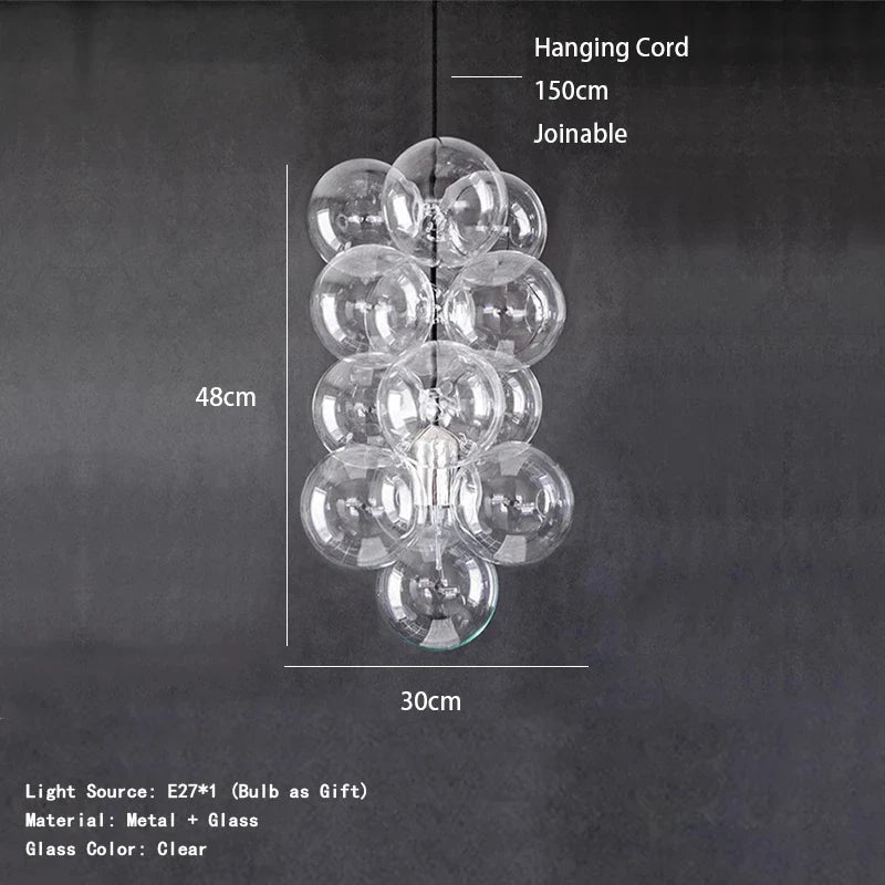 Afralia™ Bubble Glass Chandelier Pendant Light for Dining Room Villa Stair Lustre