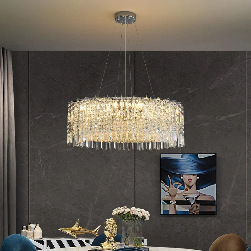 Afralia™ Crystal LED Ceiling Chandeliers Chrome Finish Home Decoration Lighting