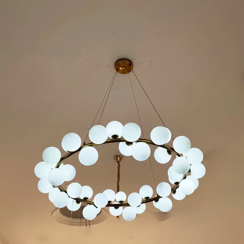 Afralia™ Glass Ball LED Chandelier Pendant for Living Dining Room