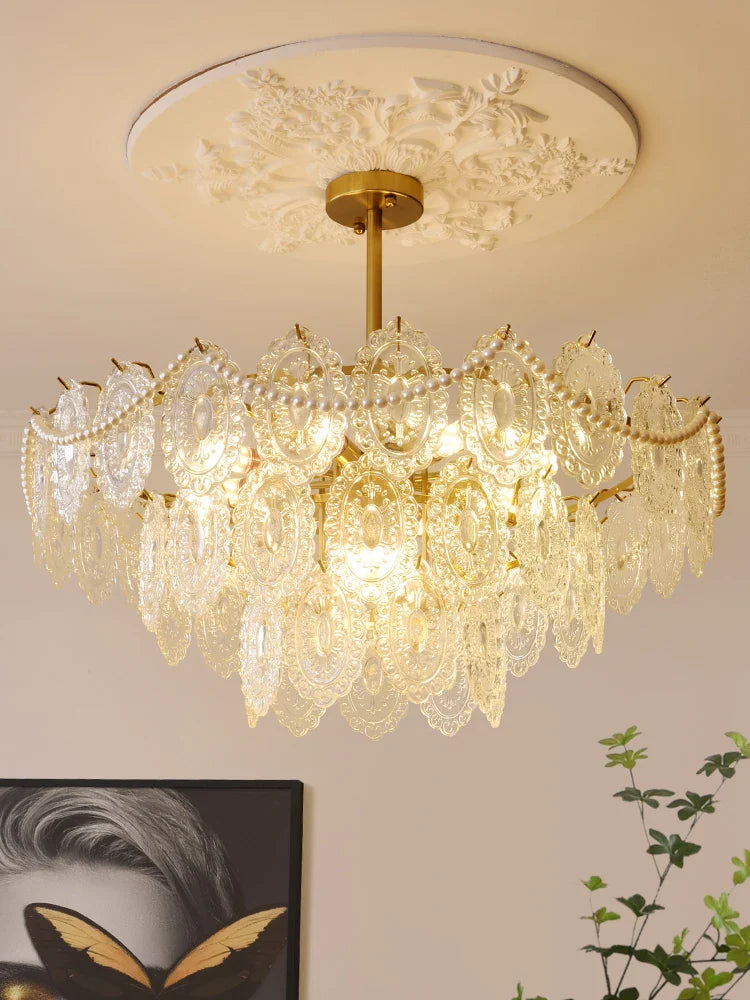 Afralia™ Clear Glass LED Chandelier: Modern French Style Hanging Fixture for Bedroom, Living Room & Kitchen