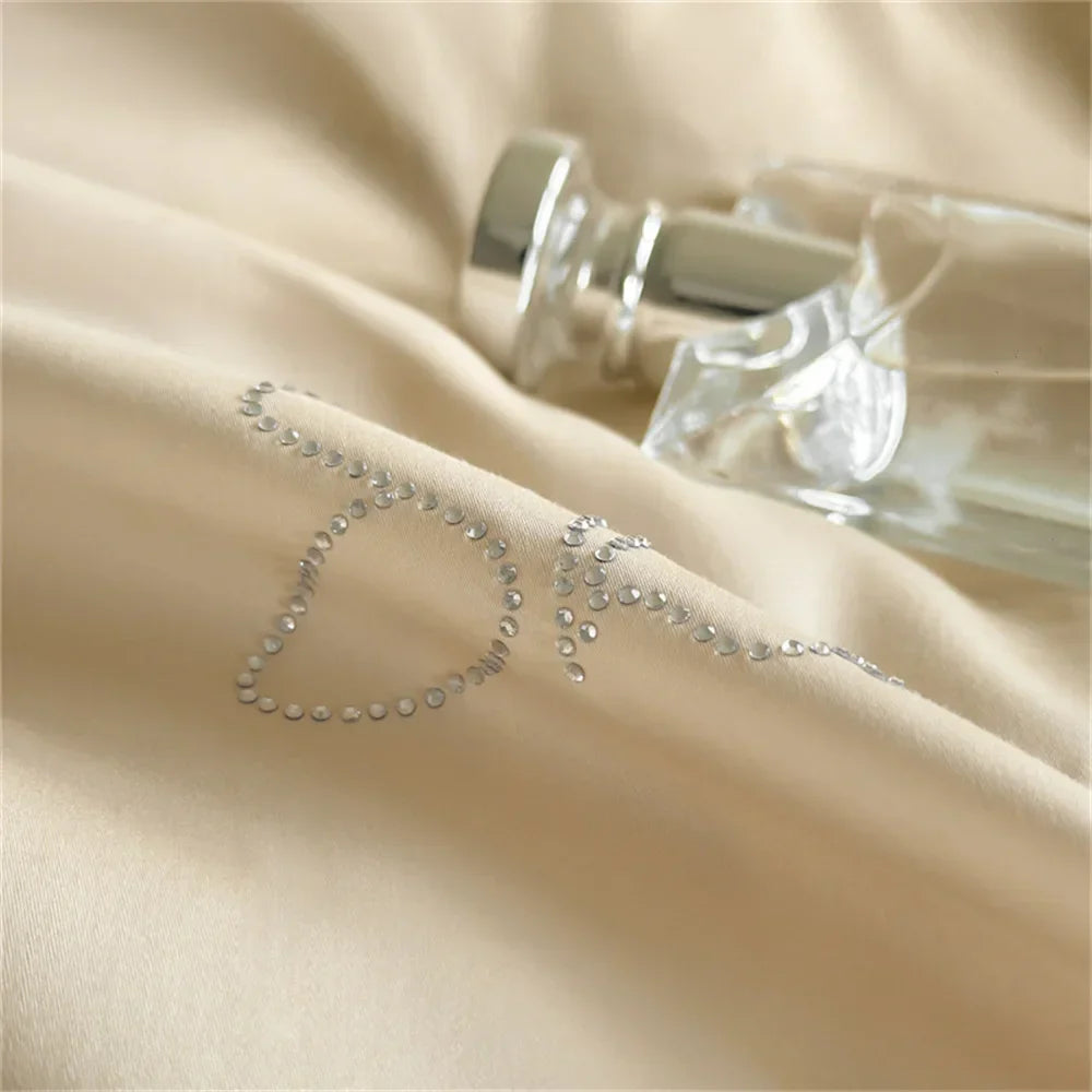 Afralia™ Hot Diamond Lace Egyptian Cotton Bedding Set: Sheet, Pillowcase, Duvet Cover, Full-Queen-King Size