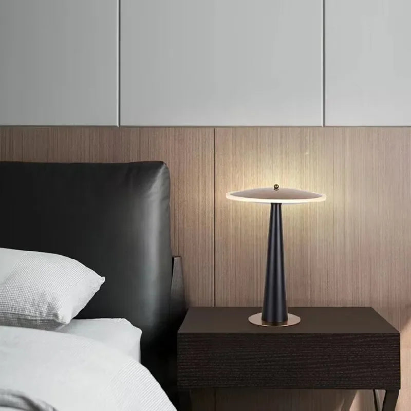 Afralia™ Modern LED Metal Acrylic Table Lamp for Home Hotel Bedside Décor