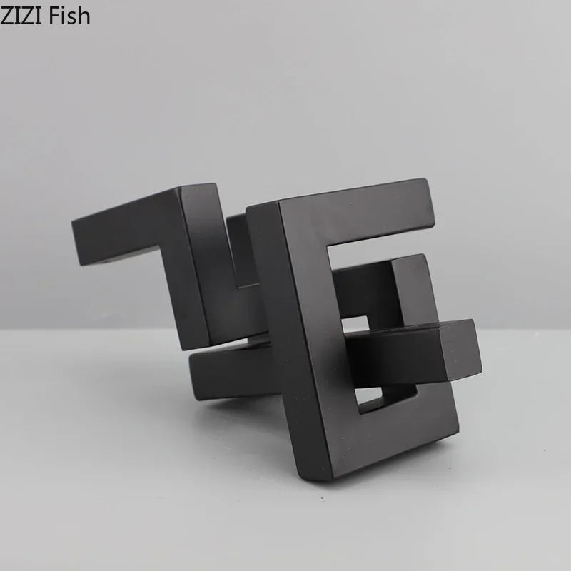 Afralia™ Geometric Metal Statue Desk Decoration Modern Sculpture Room Decor