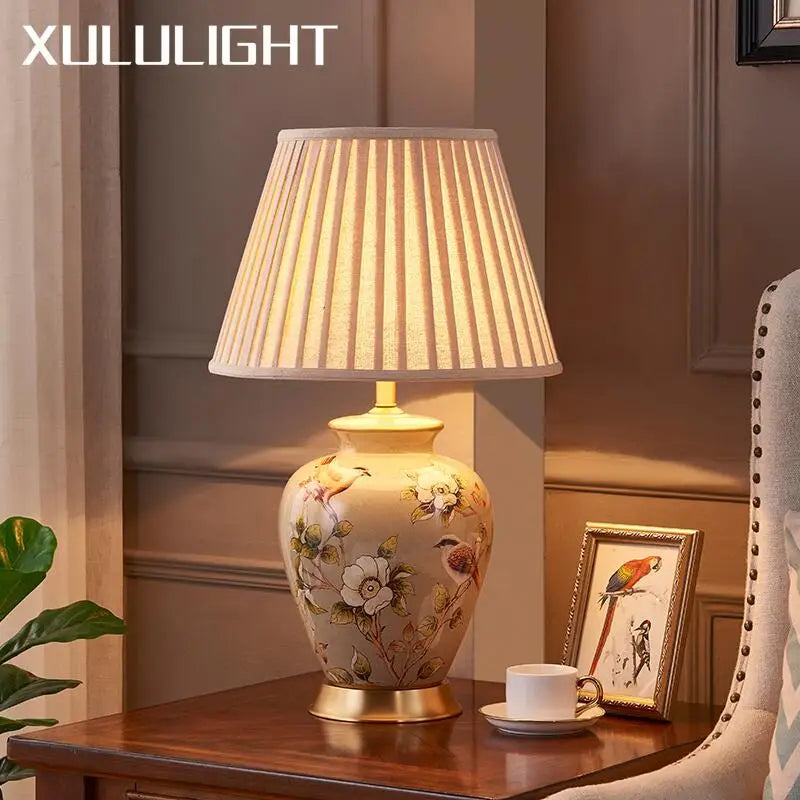 Afralia™ Retro Style Ceramic Table Lamp for Bedroom Living Room Study