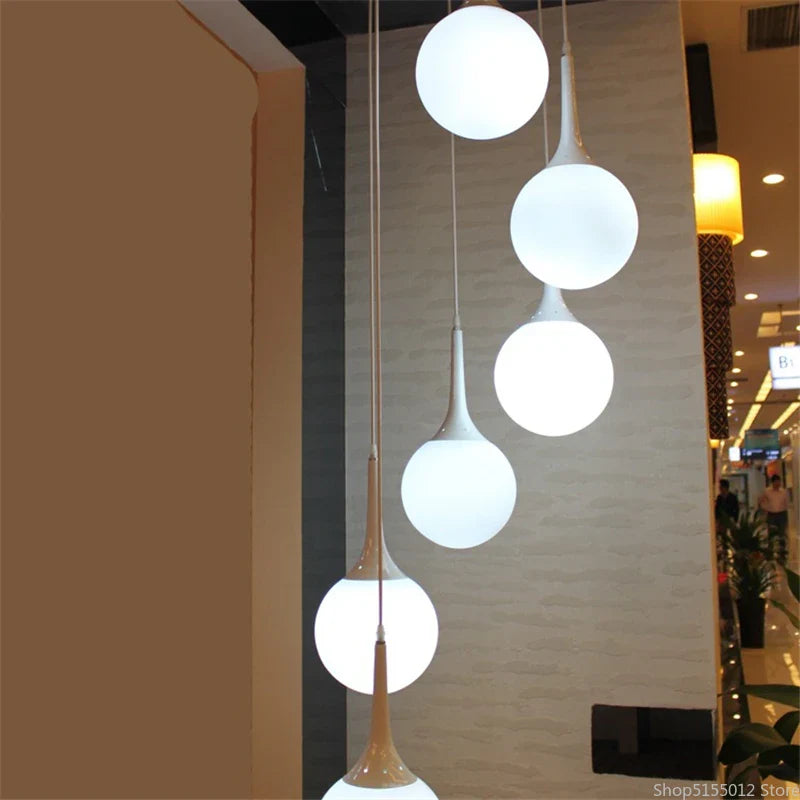 Afralia™ Nordic Glass Ball Pendant Lights LED Chandelier for Living Room & Restaurant