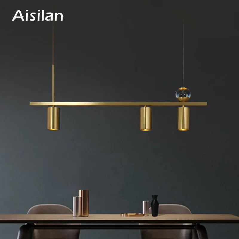 Afralia™ Copper LED Chandelier 24W/30W CRI 93 Ceiling Pendant Light Kitchen Living Room