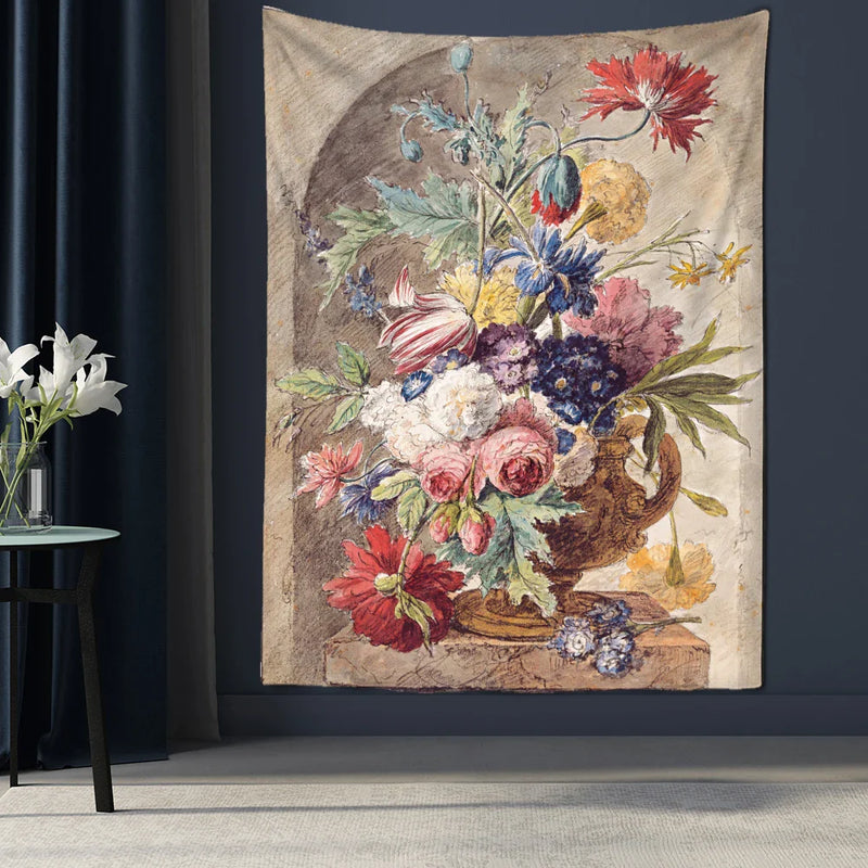 Afralia™ Court Style Floral Oil Painting Tapestry Wall Hanging Home Decor