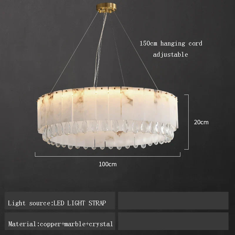 Afralia™ Crystal Marble Ceiling Chandelier LED Hanging Lamps for Dining Room