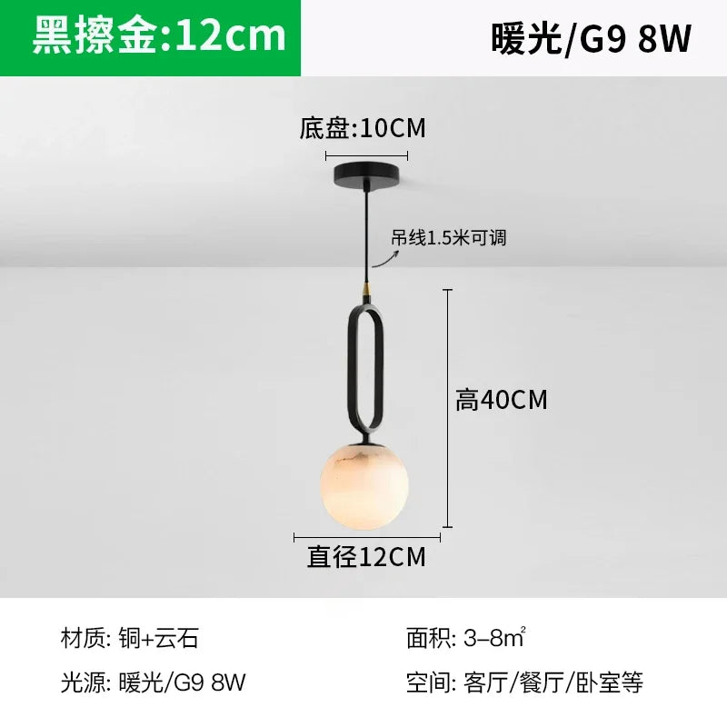 Afralia™ Copper Marble Pendant Light: Modern Hanging Chandelier for Home, Hotel, Living Room